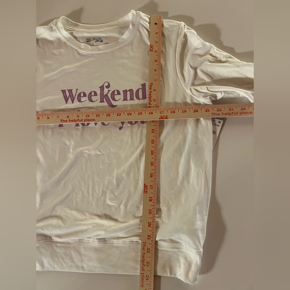 NWT WILDFOX Intimates white long slv top "Weekend, I love you" sz L comfy - Picture 8 of 12